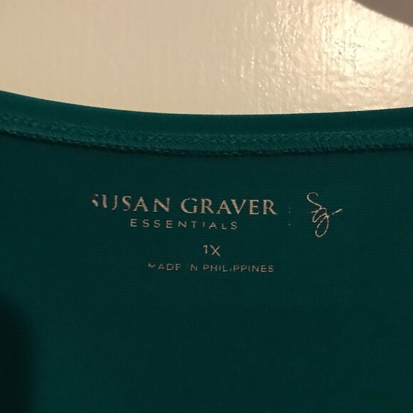 Susan Graver Essentials 1X tunic. Beautiful green. 3/4 sleeves. - Picture 2 of 6